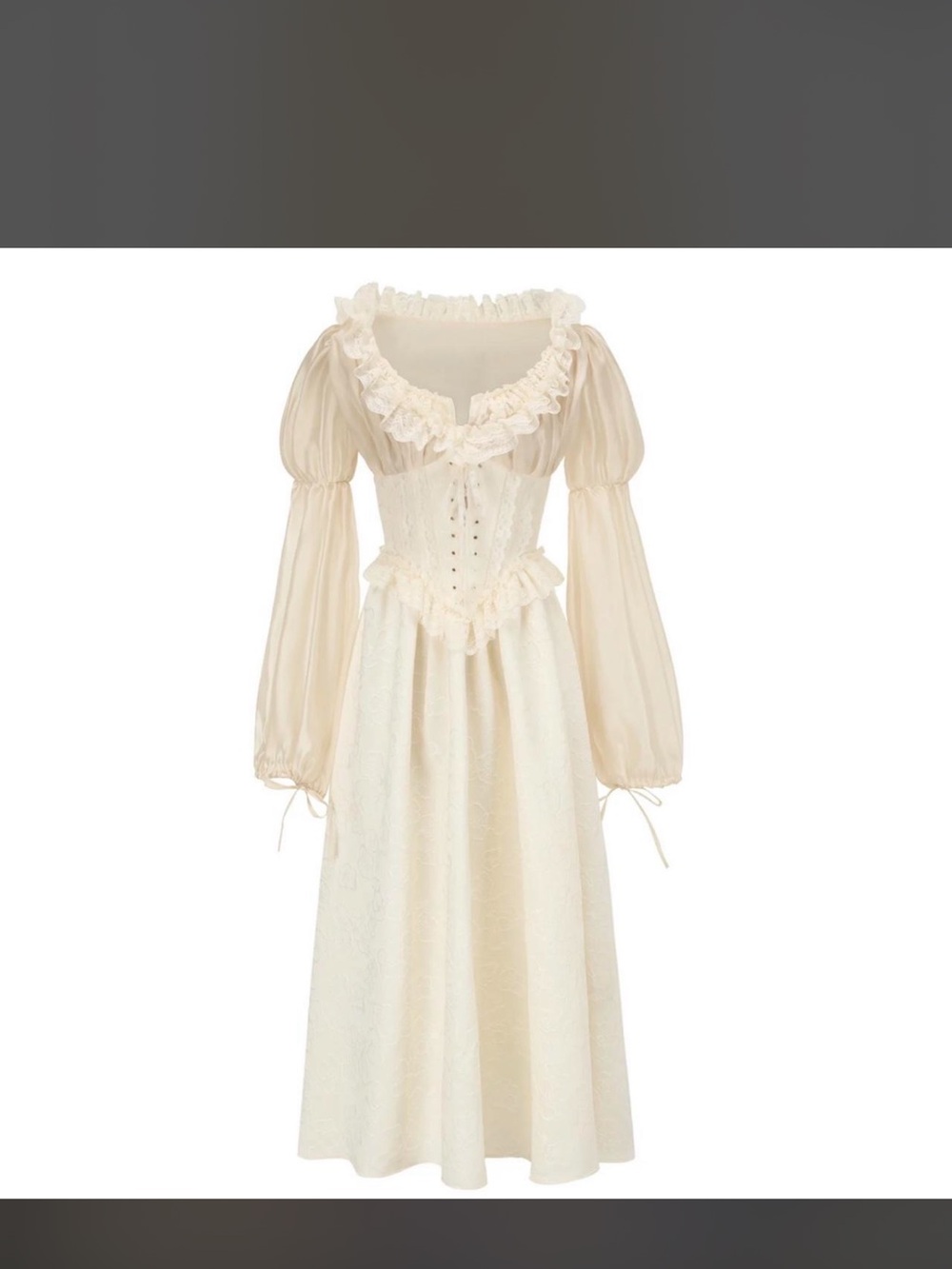 Cream Ruffled Corset Maxi Dress